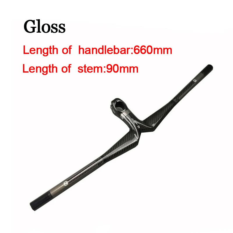 gloss-660-90 31,8 мм карбоновый Интегрированный руль для езды на велосипеде, набор для горного велосипеда, руль 620-720 мм MTB Углеродные аксессуары - Цвет: gloss-660-90