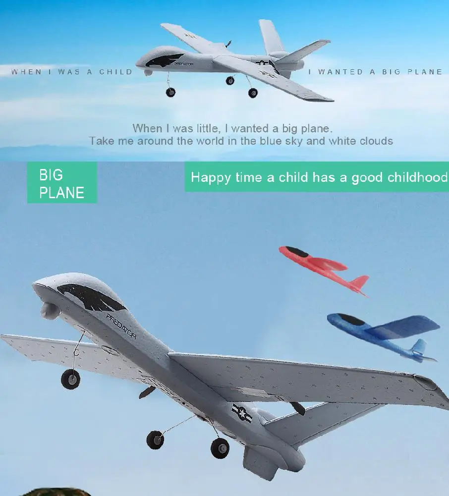 Flying Model Gliders RC Plane 2.4G 2CH Predator Z51 Remote Control RC Airplane Wingspan Foam Hand Throwing Glider Toy Planes