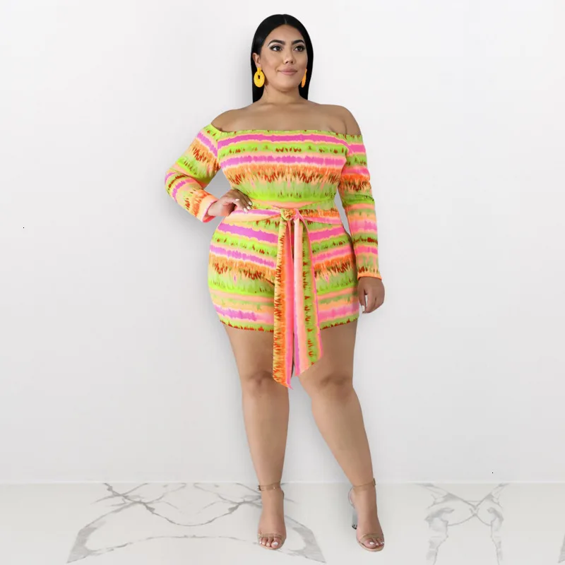 Зимний женский комбинезон размера плюс XL-4XL с вырезом лодочкой и длинным рукавом, комбинезон в полоску с поясом, Облегающий комбинезон, сексуальный клубный комбинезон