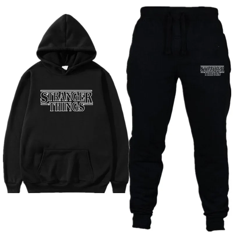 

Men/ Women's Tracksuits 2019 Autumn Winter Stranger Things Print Sportswear Hoodies+Long Pants Two Piece Sets Female Track Suit