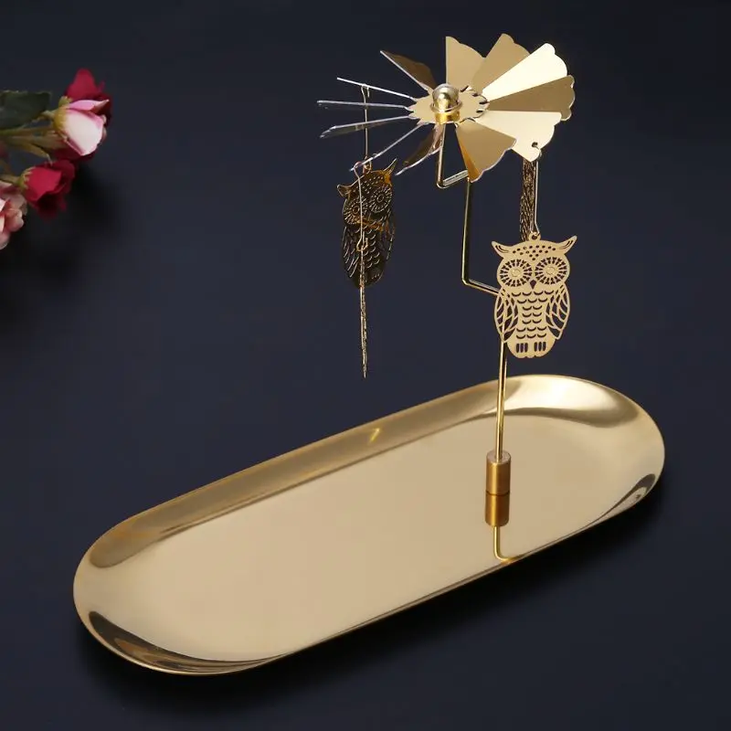 Рождество Магнитный вращающийся карусель Tealight подсвечник металлическая подставка