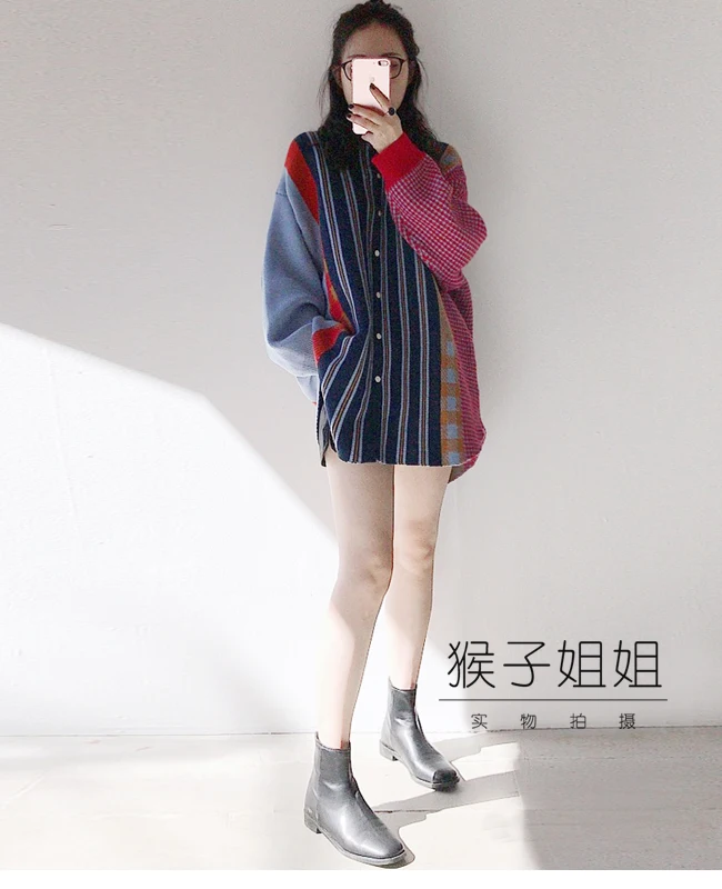 Новинка зимы, корейский Свободный Длинный свитер поло, верхняя одежда, женский осенний зимний кардиган, свитер большого размера, вязаный свитер для женщин