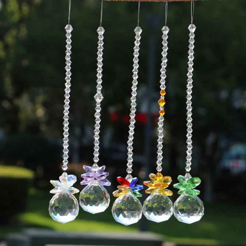 

5pcs/lot DIY Crystal Suncatcher Rainbow Maker Hanging Prisms Pendant Window Home Decoration