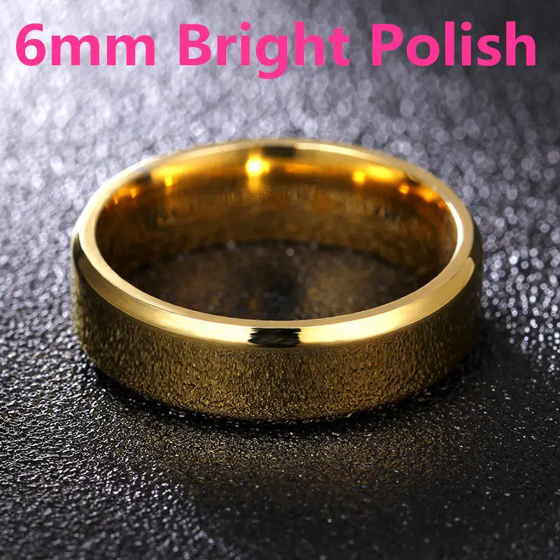 6mm Bright Gold 6 мм тускло Полированное серебряное титановое кольцо для мужчин и женщин - Цвет основного камня: 6mm Bright Gold