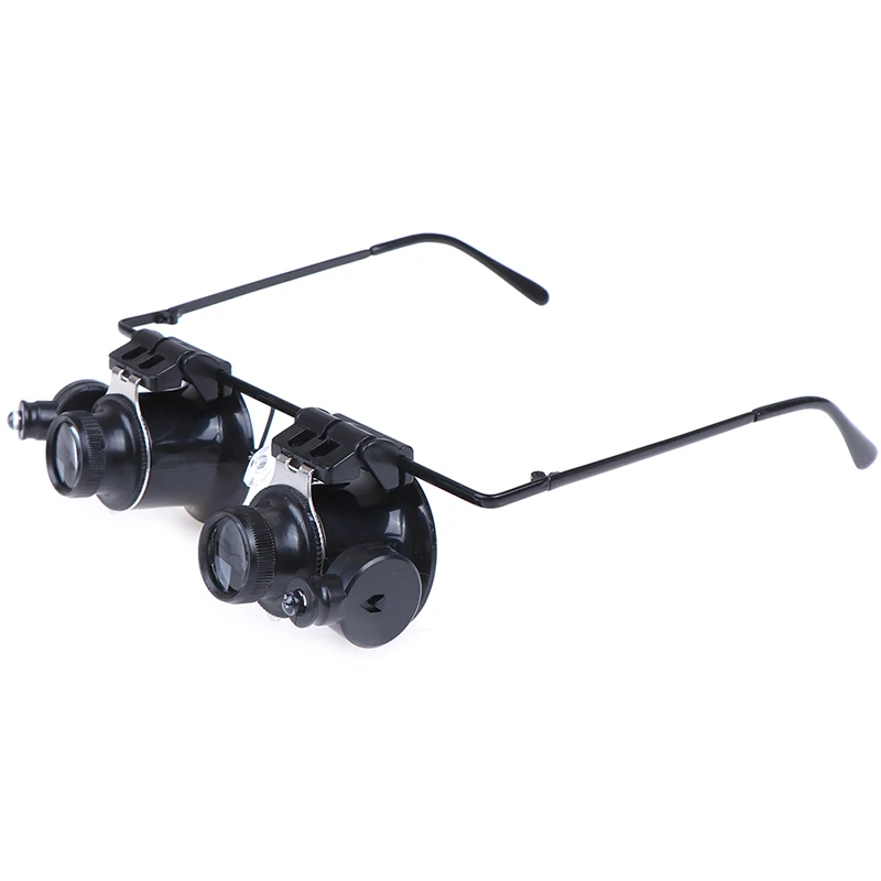 JETTING LED Magnifier Glasses Magnifier 20X Double Eye Jewelery Watch Repair Tools Loupes Eyewear Magnifying Glass Light