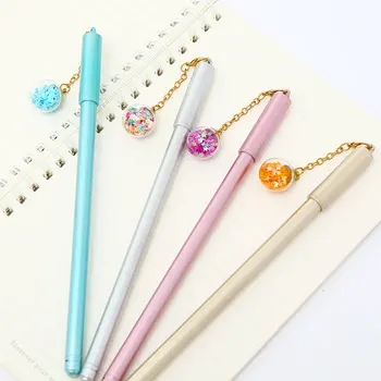 

1Pc Gel Pens Kawai Cartoon Creative Cool Metallic Ink Pen with Star Ball Pendent Cute Stationary for School and Office Supply