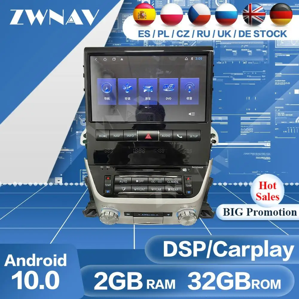 

Carplay Android 10 мультимедиа для Toyota Land Cruiser GXR 2008 2009 2010 2011 2012 2013 GPS навигатор Приемник радио плеер головное устройство