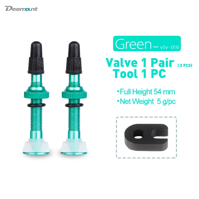 1 Pair Green 54mm Bicycle 54mm Presta Valve for Road MTB Bicycle Tubeless Rim Brass Core Alloy Stem Tubeless Sealant Compatible - Color: 1 Pair Green 54mm