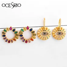Радужные Роскошные красочные цветочные серьги гвоздики для женщин Турецкий Дурной глаз циркония золотые эффектные сережки; ювелирные изделия ers-r01