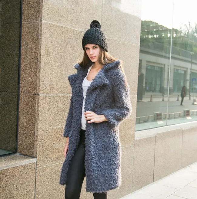 

2018 New Style Fold-down Collar Middle Long Coat AliExpress Hot Selling Winter Plush Overcoat Boutique Cotton-padded Clothes Wom