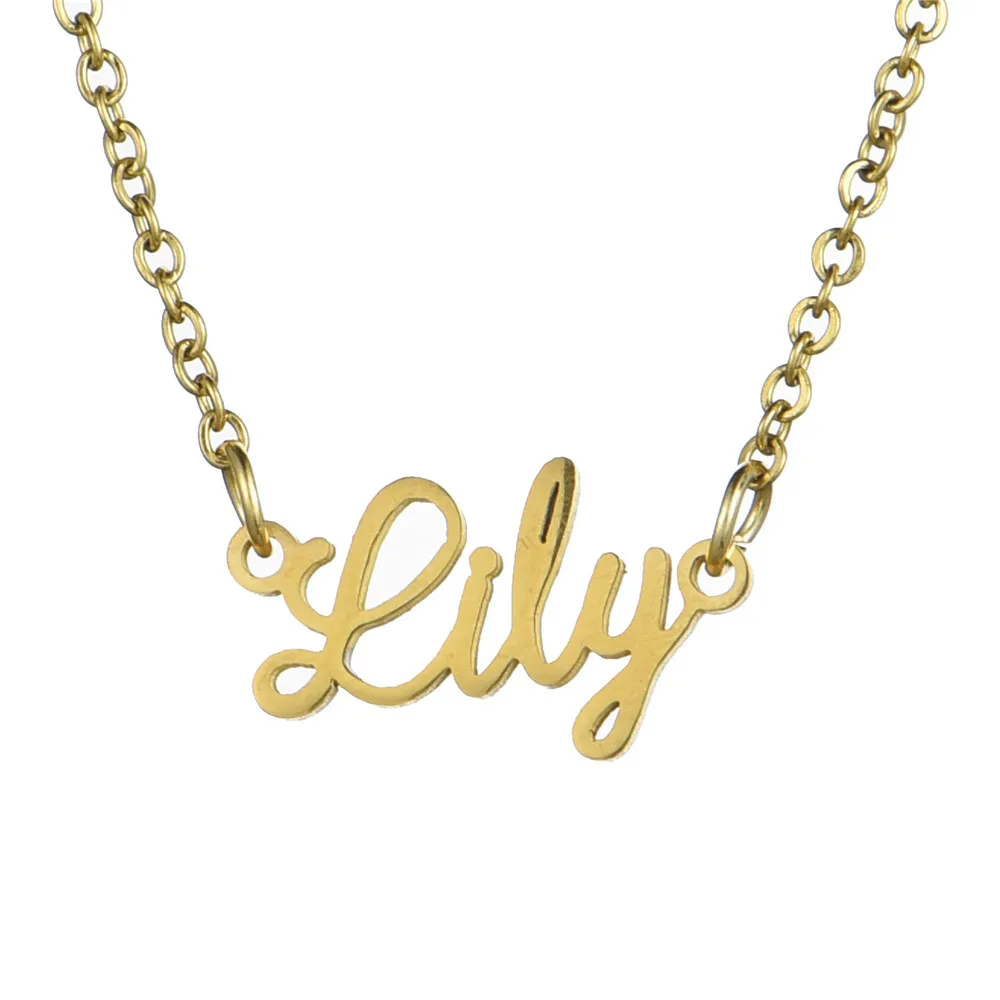 Прямая, персонализированное ожерелье на заказ, золотой цвет, нержавеющая сталь, имя Emily, ожерелье для подарка, кулон-табличка с именем, ожерелье s - Окраска металла: Lily