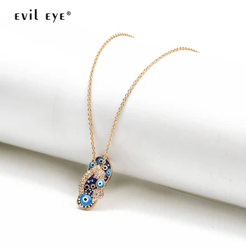 

EVIL EYE Micro Pave Slippers Pendant Necklace Gold Color Chain Blue Turkish Eye Necklace Jewelry for Women Girls Female BD242