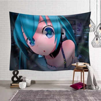 

Comic Hatsune Miku Tapestry Wall Hanging Art Polyester Tapestry Carpet Blanket 200X150cm Bedroom Decor for Kids gift Large