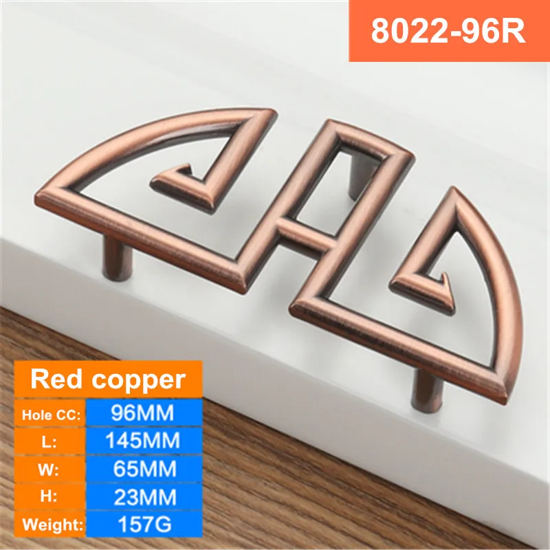Red Copper 96mm Ящики цинковые ручки из сплава для кухонной мебели ручки для спальни старинный Бронзовый Шкаф ручки китайские полукруглые ручки - Цвет: Red Copper 96mm
