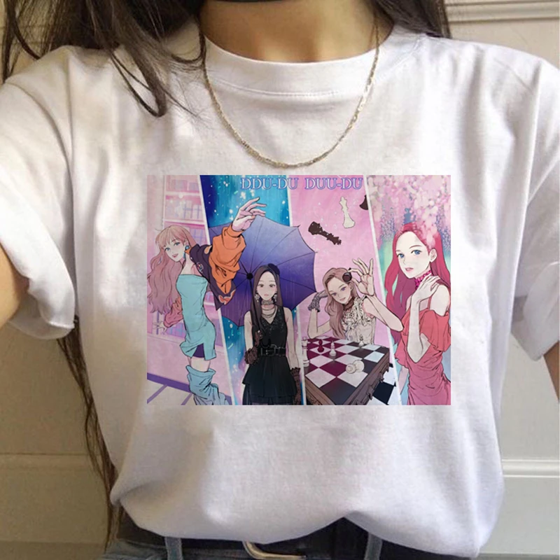 Blackpink Kill This Love Harajuku футболка женская Дженни Роза Лиза JISOO Ullzang Футболка Мода 90s футболка Графический Топ Футболка женская - Цвет: 8087