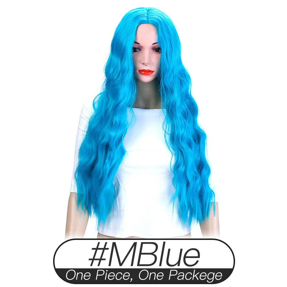 AIYEE 2" 22" черный серый синтетические парики для женщин Overwatch Косплей стойкие афроамериканские длинные волнистые парики с челкой блонд - Цвет: Blue