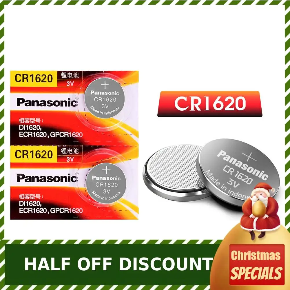 2x Panasonic CR1620 кнопочные батарейки для монет CR1620 автомобильный пульт дистанционного управления электрическая сигнализация 3 В литиевая батарея для светодиодный часы-игрушки