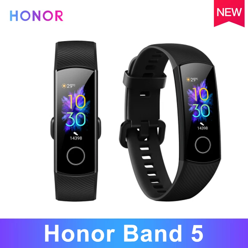 Новейший Смарт-браслет Honor Band 5, цветной сенсорный экран с кислородом, фитнес-пульсометр, водонепроницаемые Смарт-часы