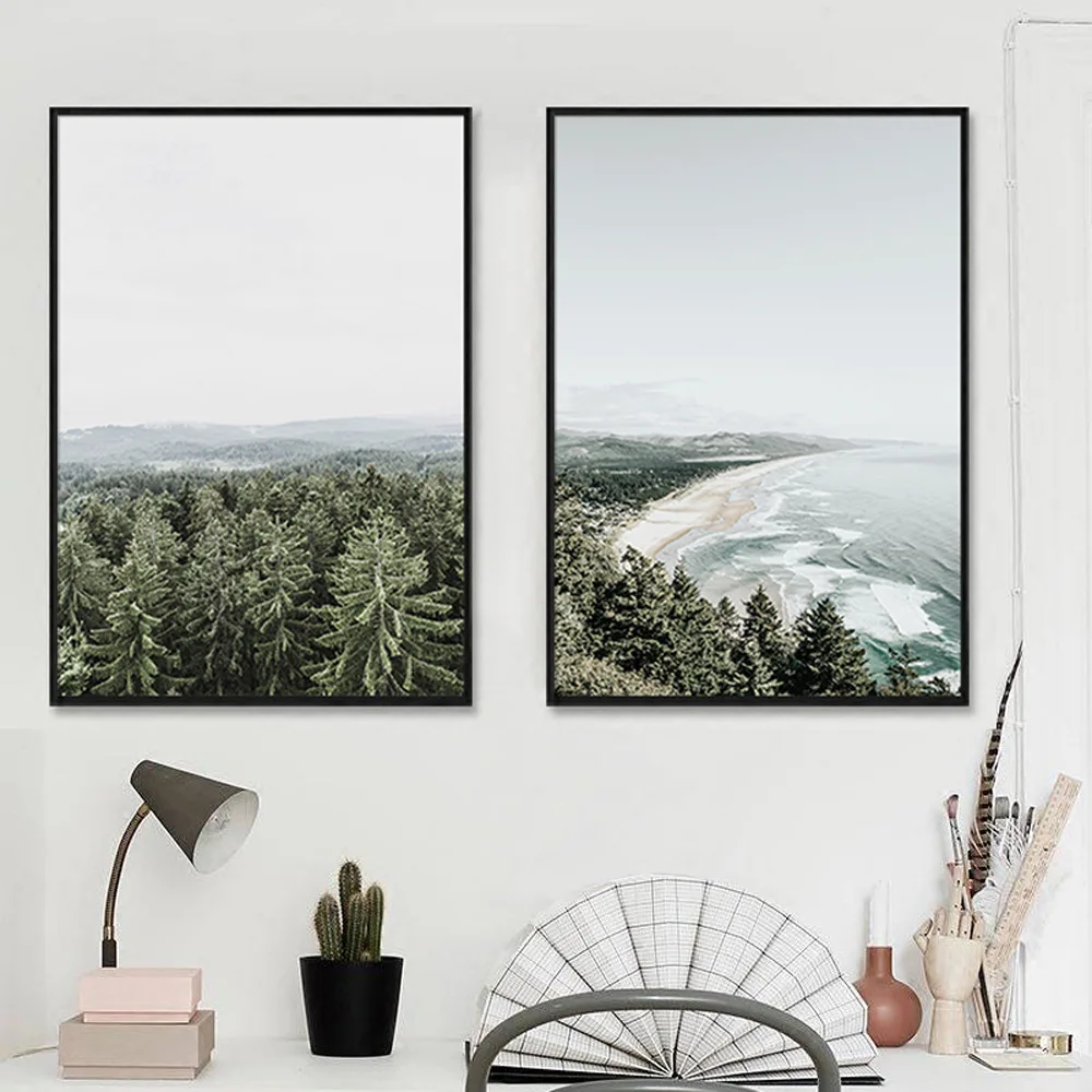 

Northern European-Style Decorative Painting Living Room Simple Mural Entrance Hanging Painting Natural Scenery Painting with Fra