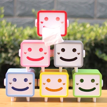 

cute cartoon smiley square rotatable roll paper towel boxes rectangular tissue pumping storage box toilet roll holder tray