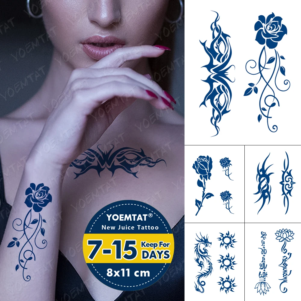 

Juice Lasting Waterproof Temporary Tattoo Sticker Rose Flower Eye Mask Totem Flash Tattoos Male Party Body Art Fake Tatoo Female