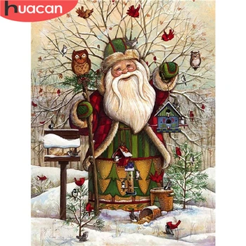 

HUACAN Full Square Diamond Embroidery Winter Christmas Gift Diamond Painting 5D Santa Claus Mosaic Home Decoration