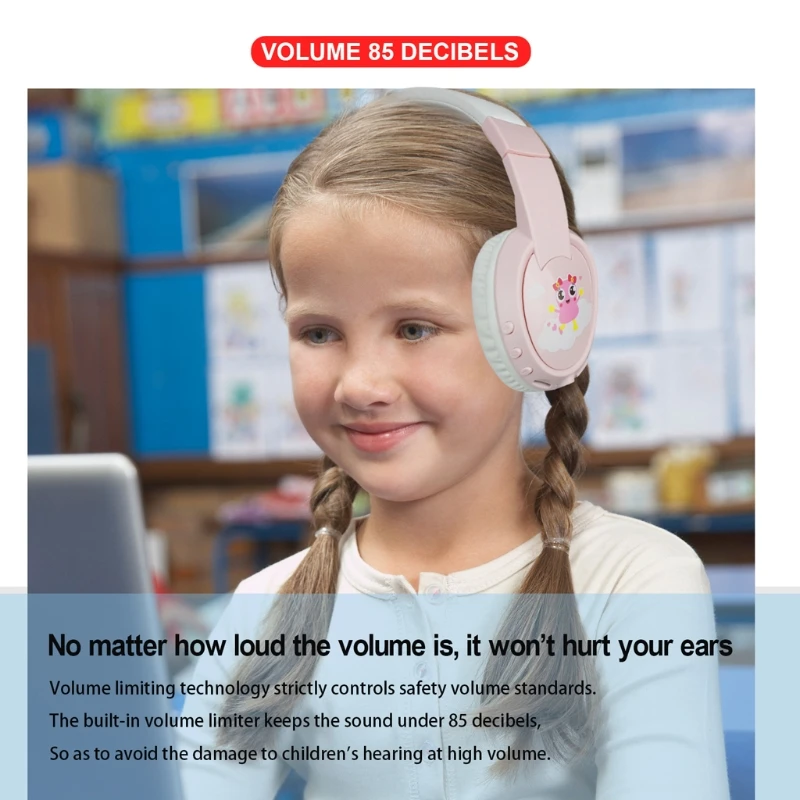 Stereo Wired and Bluetooth Music Headphone Built in Aux Microphone Kids Foldable TF Card Online Class