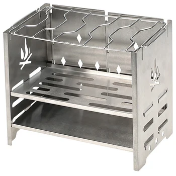 

Foldable Stainless Steel Wood Stove Portable Outdoor Camping Stove Picnic Bbq Grill Backpacking Stove Barbecue Burning Stove