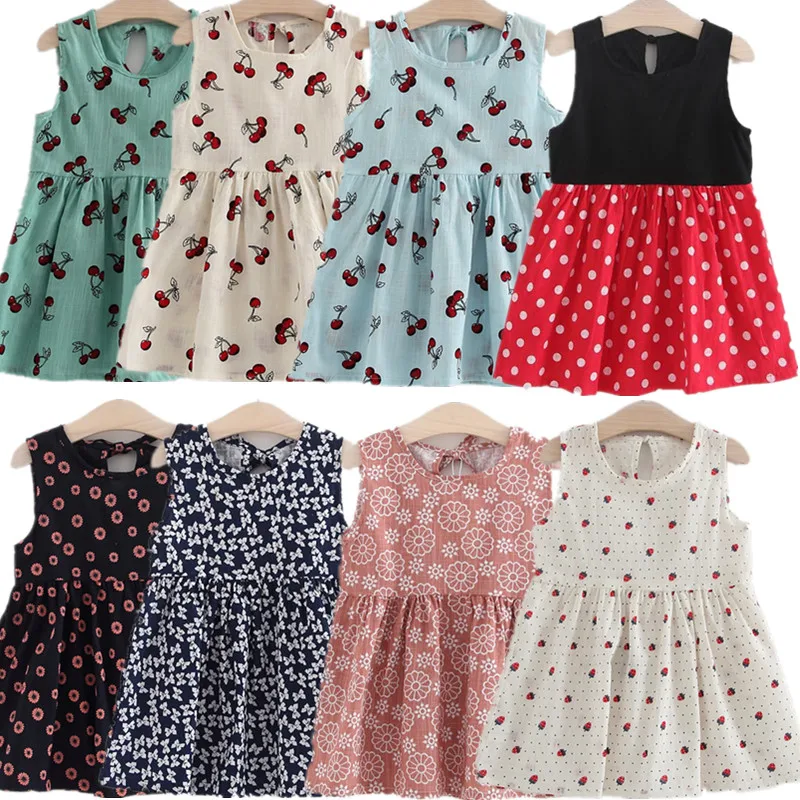 От 2 до 6 лет летнее платье принцессы для девочек хлопковые платья в горошек с
