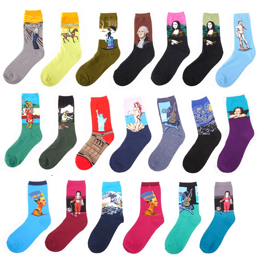 Прямая поставка женские носки Ван Гог всемирно известная серия масляной живописи забавные Женские носочки хлопок