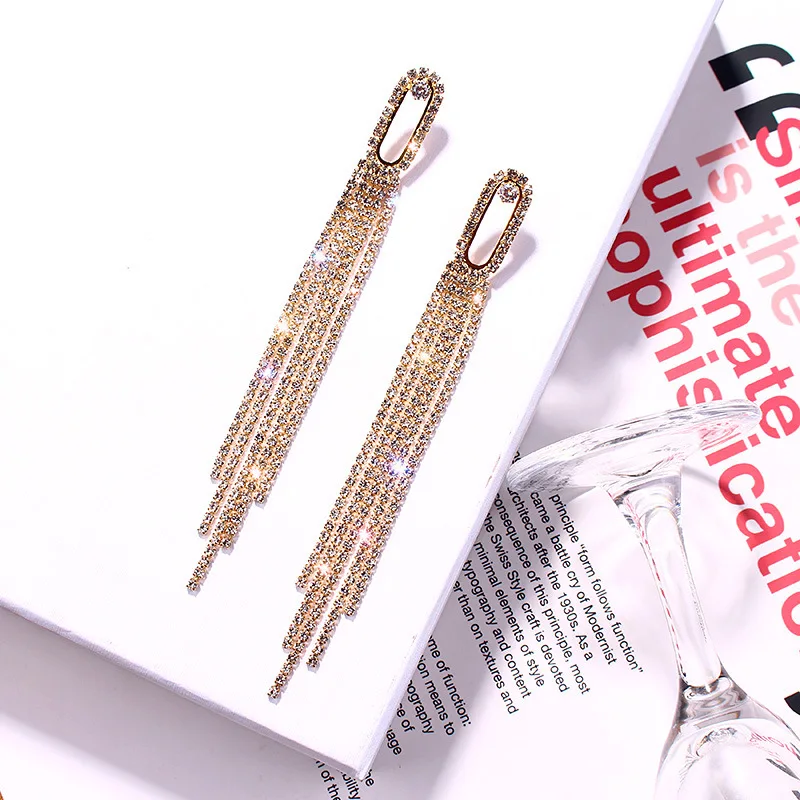 CZ Cubic Zirconia Long Tassel Earrings for Women Shiny Rhinestone Flower Water Drop Earring Fashion Party Wedding Jewelry dangle earrings,drop earrings,flower earrings,long earrings,crystal tassel earrings,crystal earrings