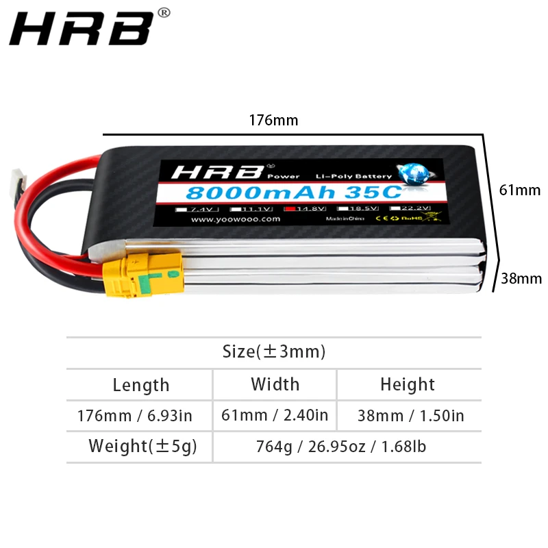 HRB 4S 14 8 V Lipo батарея 8000mah XT150 AS150 XT60 XT90 S T Deans EC5 для TRX Car Quadcopter самолеты Вертолет RC