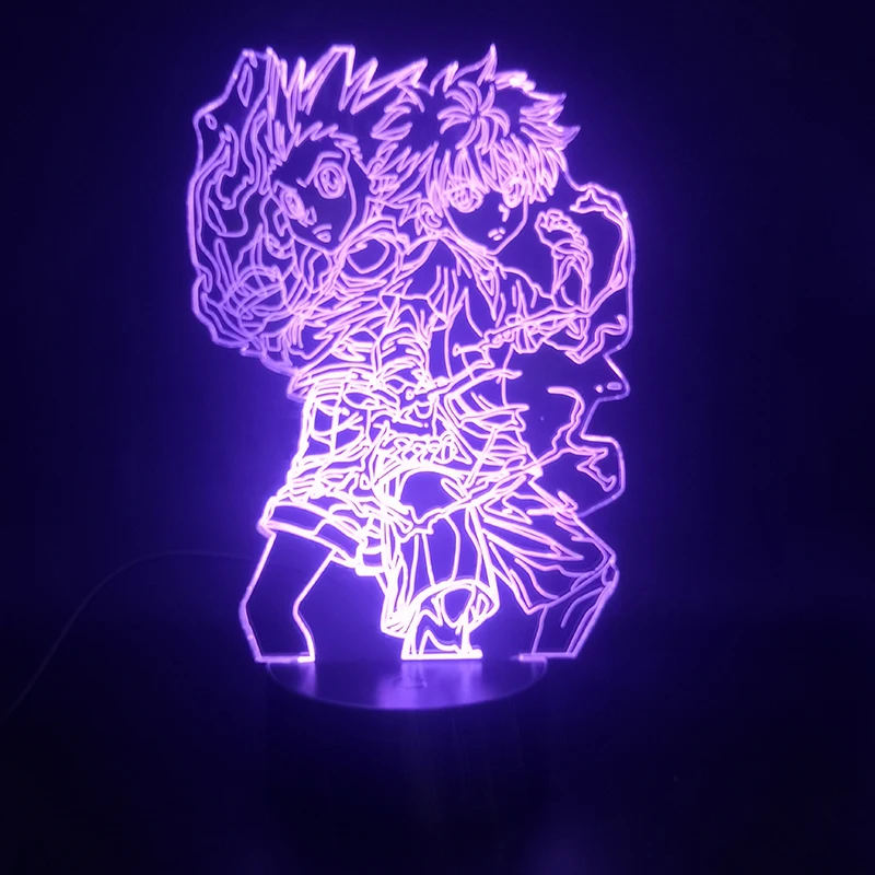 3D лампа Hunter Gon и Killua, лучший подарок для детей, для внутреннего украшения, сенсорный датчик, яркая база, светодиодный ночник, светильник