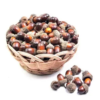 

20pcs Artificial Acorns for Autumn Display Wedding Party Holiday Miniature Garden Candy Boxes Bag Venue Decoration Craft DIY