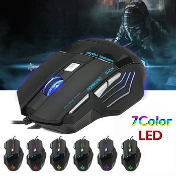 

Wired USB Gaming Mouse, 7 keys Professional PC Laptop Computer Mouse Gamer Mice Colorful LED 5000dpi USB Optical Mouse