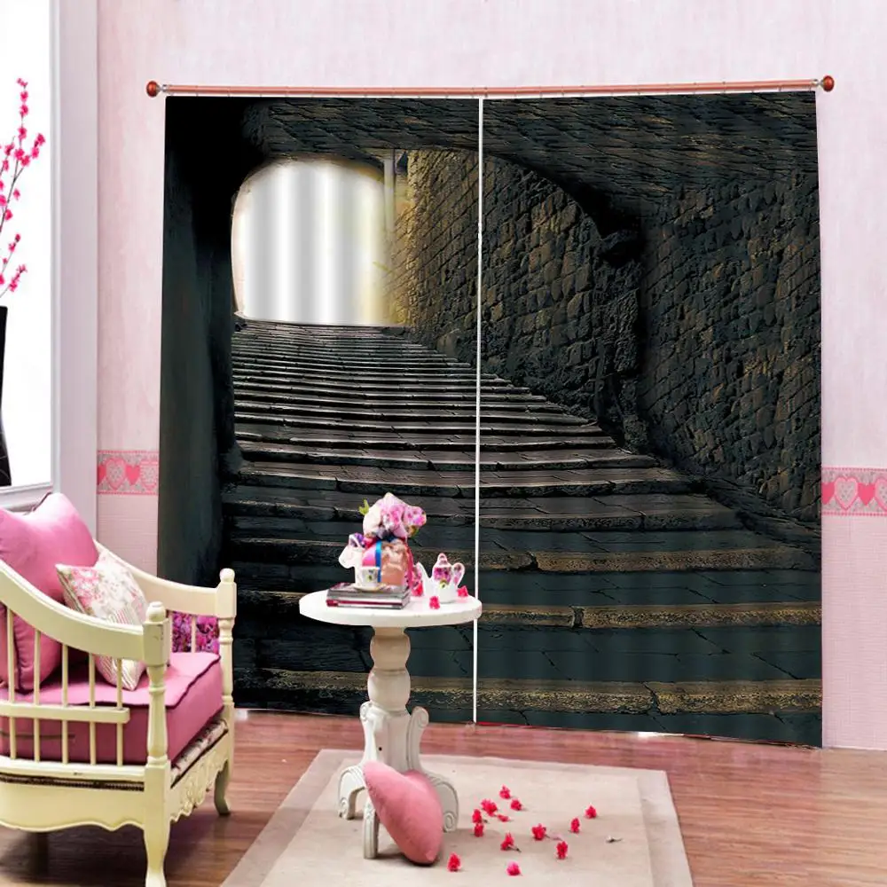 Custom Old Stone Castle Ladder Window Curtain For Living room Bedroom Blackout Curtains Home Decor 2 panels Grommet top | Дом и сад