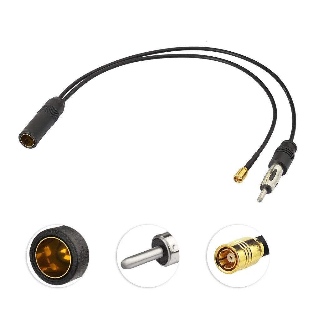 Eightwood DAB Автомобильный Разветвитель SMB Din Женский Pigtail RG174 кабель 30 см для AM/FM + Радио