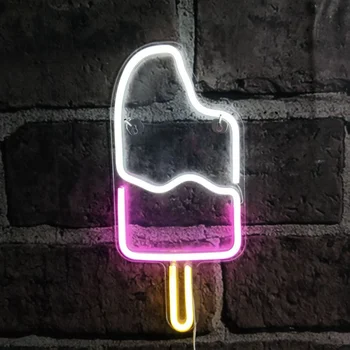 

Rainbow Led Neon Light Sign Holiday Xmas Party Wedding Decorations Kids Room Home Decor Ice Cream Shape USB Neon Lamp