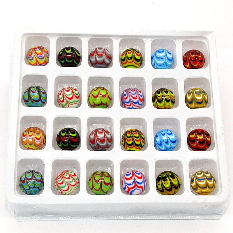 

New Custom mixed 24pcs Handmade lampwork glass marbles wholesale Round Feather Design 16mm Ball Toy vase Mosaic tile decorations