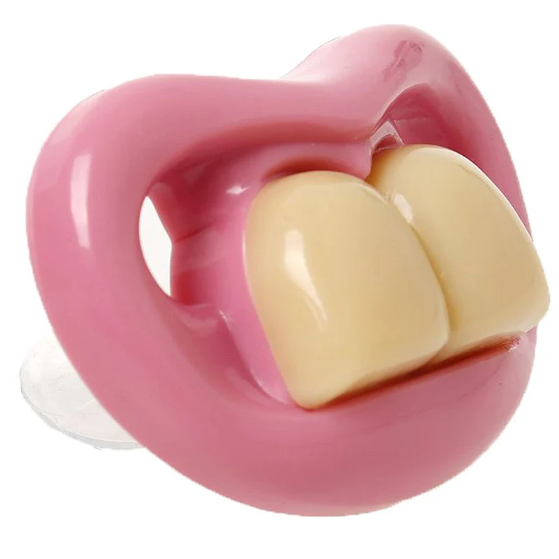High Quality Funny Baby Pacifier Big Mouth Pink Lips and Buck Teeth Silicone Nipple Cute Soother Ugly Pacifier