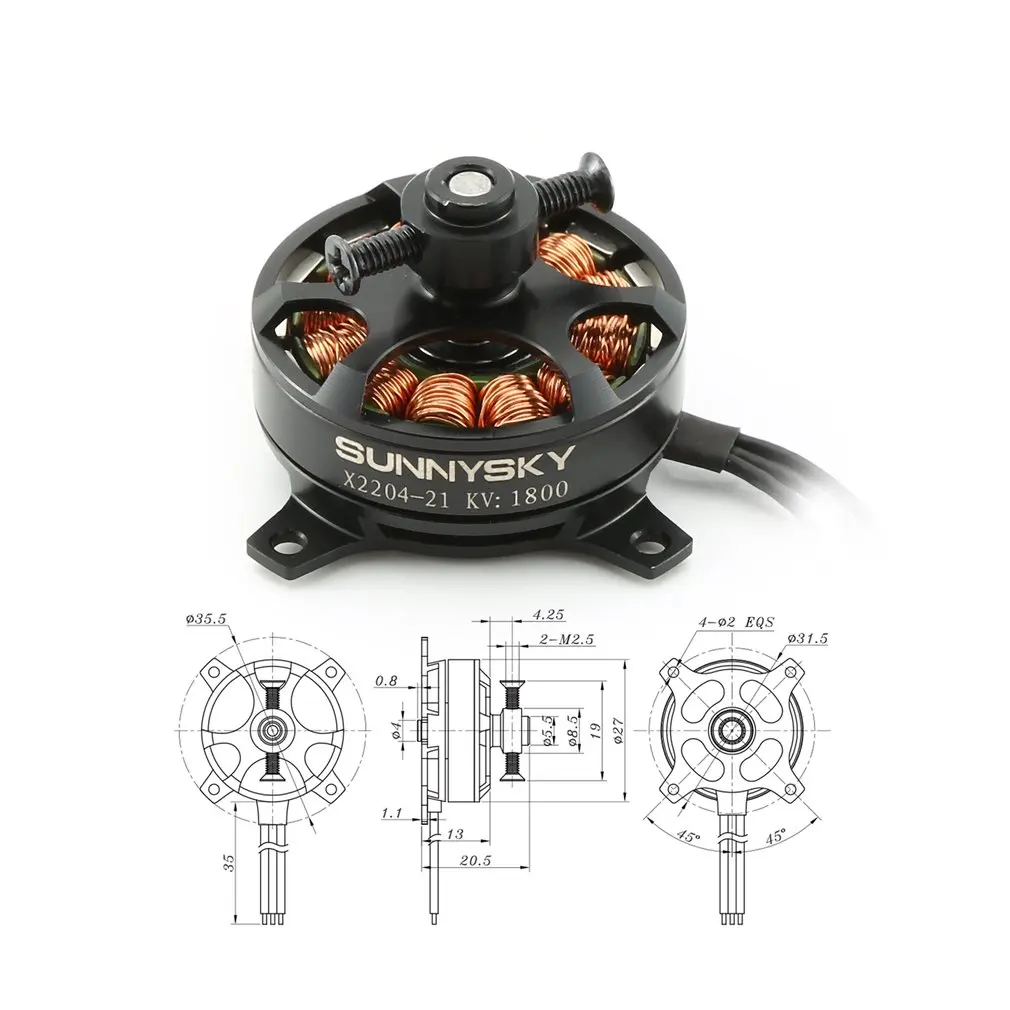 SUNNYSKY X2204 1480KV 1800KV бесщеточный двигатель с фиксированным крылом для многоосевой воздушной радиоуправляемой модели бесщеточного двигателя самолета