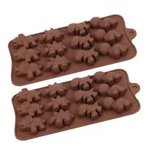 2Pcs Chocolate Candy Molds Cute Dinosaur Silicone Cake Molds Non-stick Mini Dinosaur DIY Mold For Making Crayons Soap Cake Dec