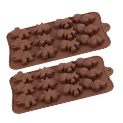2Pcs Chocolate Candy Molds Cute Dinosaur Silicone Cake Molds Non-stick Mini Dinosaur DIY Mold For Making Crayons Soap Cake Dec