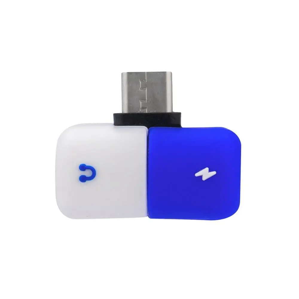 Совершенно тип зарядки C для наушников 3,5 мм аудио кабель зарядное устройство переходник сплиттер для samsung Galaxy Note 10+ SS9 - Цвет: Blue