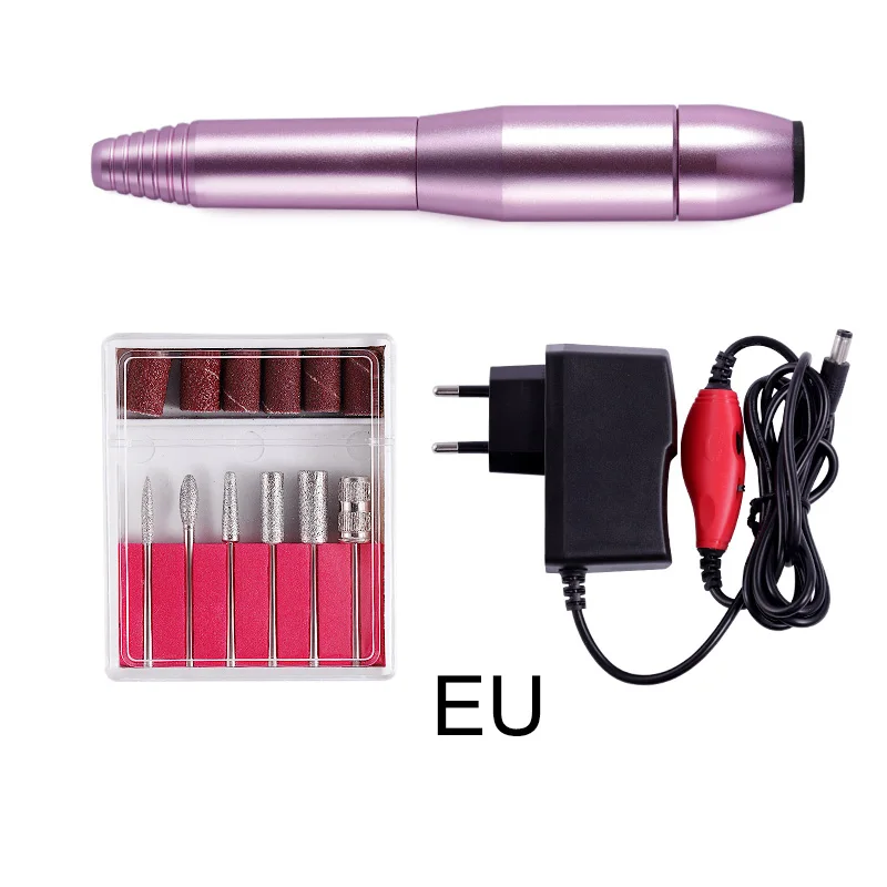 Purple EU 1 комплект электрический набор сверлильных станков для маникюра инструменты для маникюра - Цвет: Purple EU