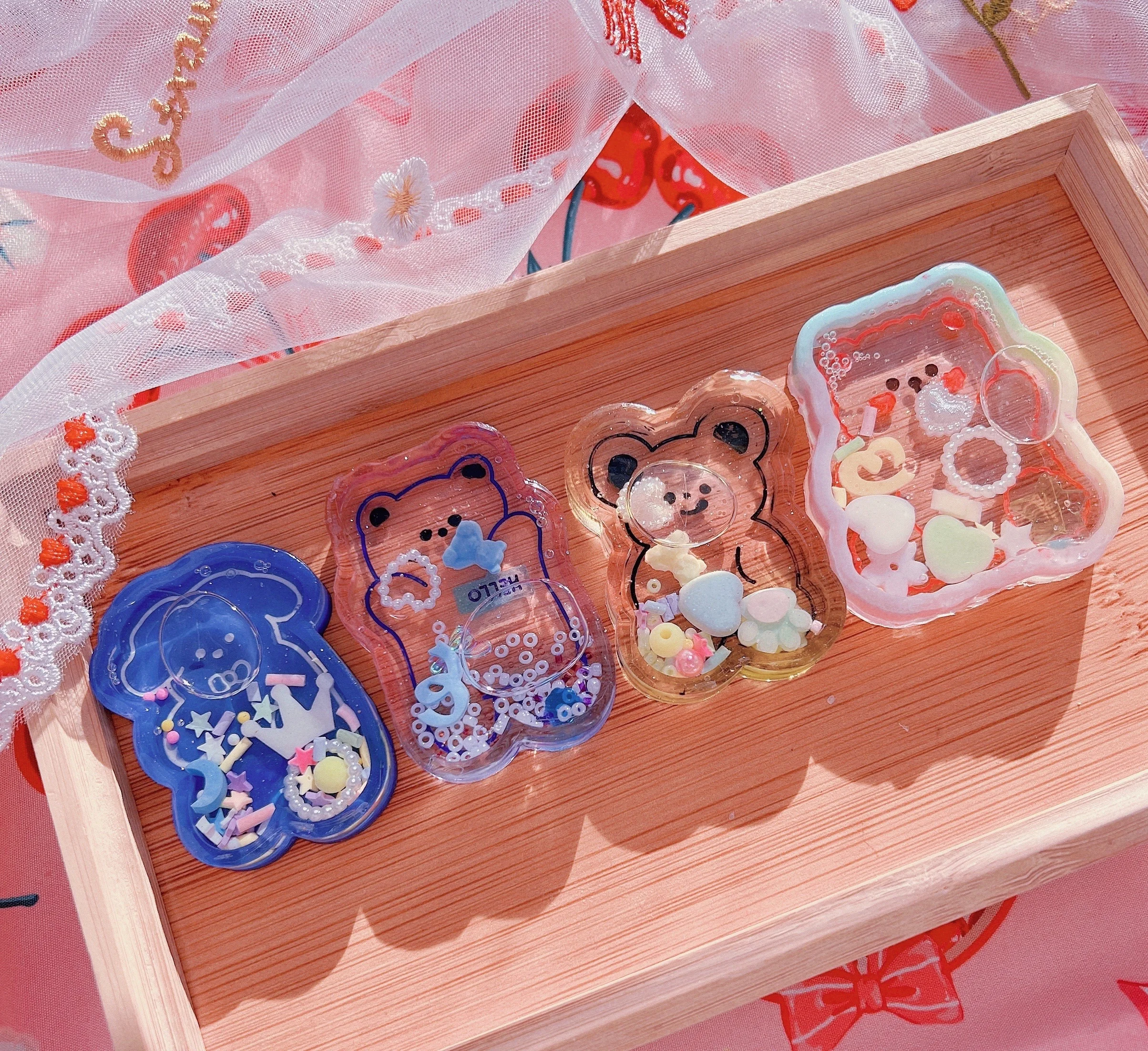 Wsy-200 Cute Bear Quicksand Animal Bear Resin Shaker Mold Stampo In Silicone Replica Fatta A Mano