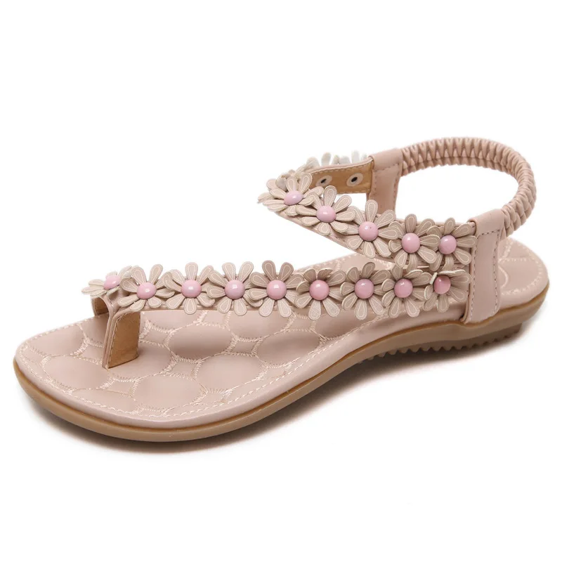 

ST SUPER TRADE 2018 High Quality New Summer Sandals Size35-41 Flat Shoes Women Sandals Student Flowers Sandals Bohemian Sandals