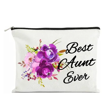 

Best Aunt Ever Make Up Cosmetic bag birthday Christmas New Year Thanksgiving retirement baby shower Auntie to be present Gift