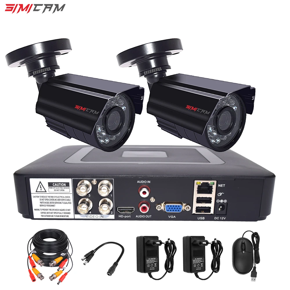 CCTV Camera Security System Kit 4CH DVR 1080p 2Pcs AHD Analog Camera Surveillance Waterproof Night Vision Video Surveillance Set