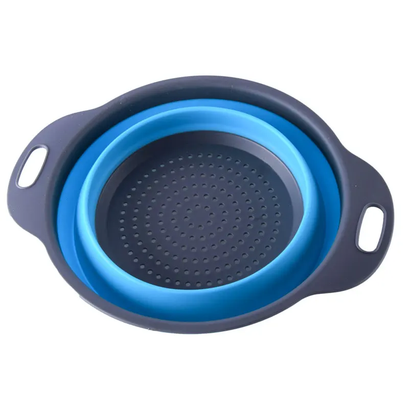 1pc Small Size Foldable Silicone Water Strainer Fruit Vegetable Washing Basket Colander Collapsible Strainer Kitchen Tools Gadge - Цвет: Blue